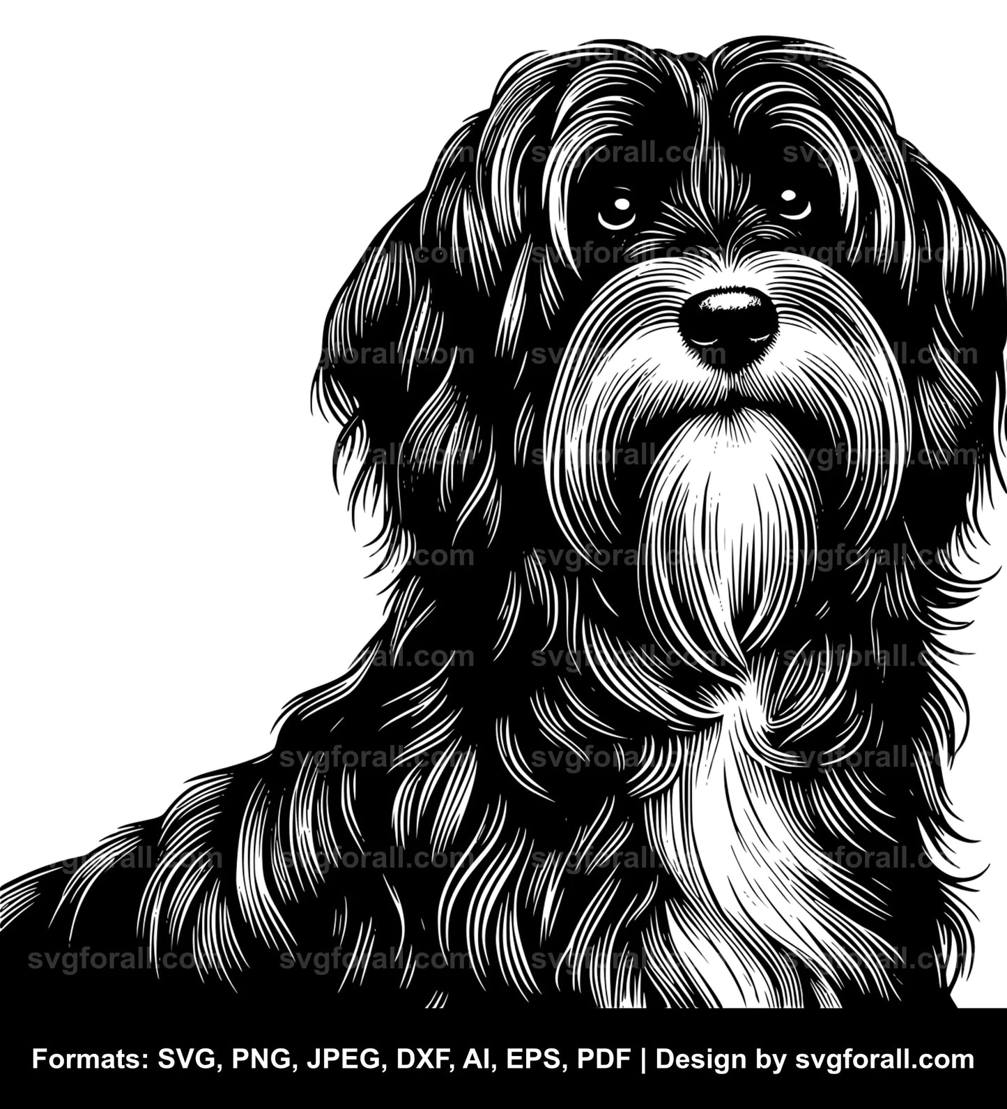 Long Haired Dog Black SVG