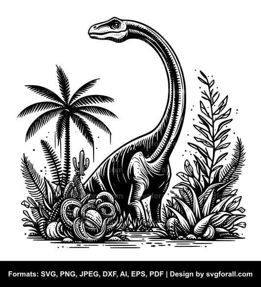 Long Neck Dinosaur SVG Clipart