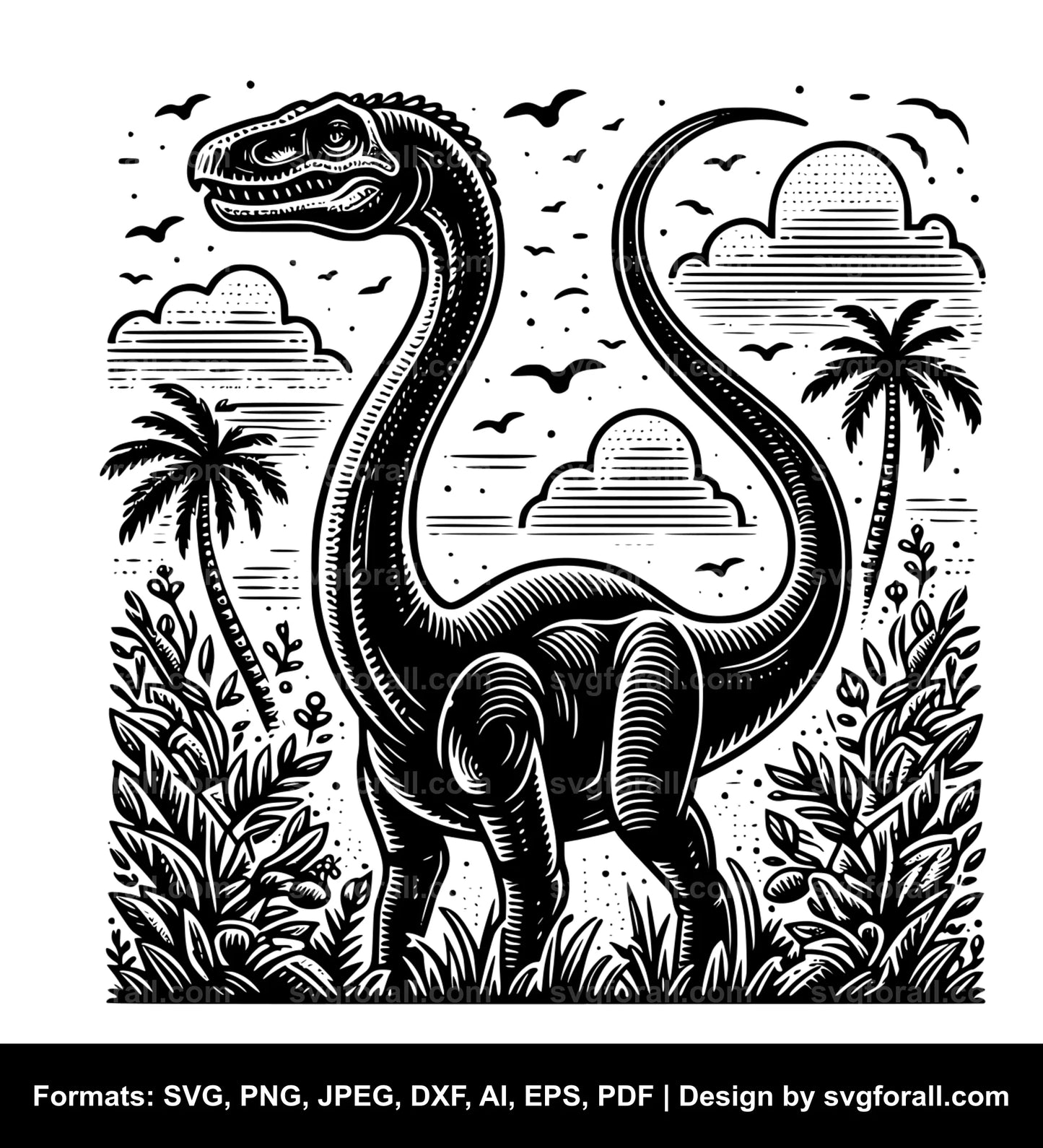 Long Neck Dinosaur SVG File