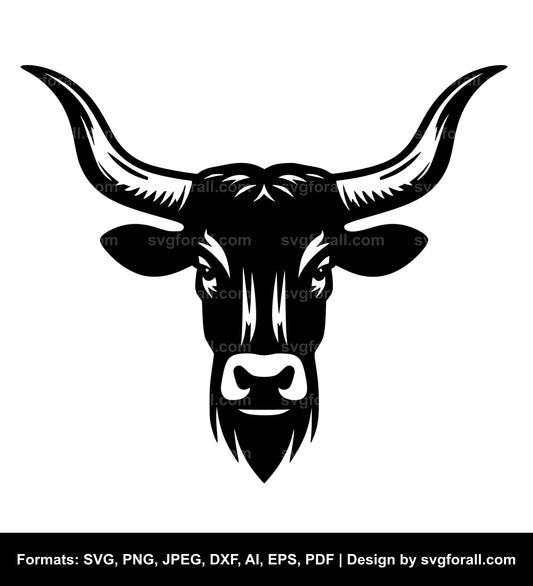 Longhorn Cow Black SVG