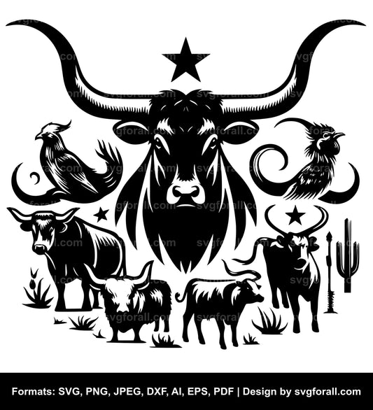 Longhorn Cow SVG