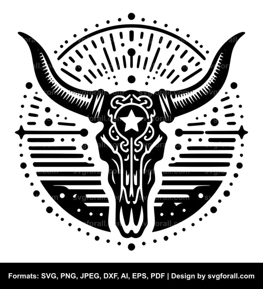 Longhorn Cow Skull SVG