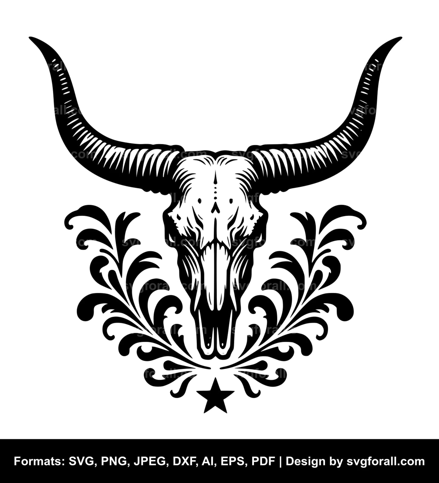 Longhorn Cow Skull Vector SVG