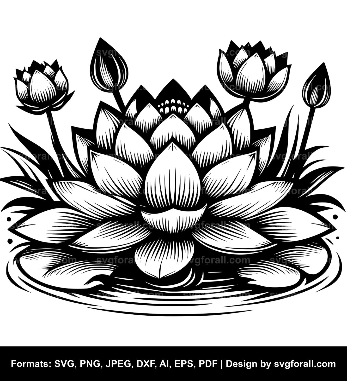 Lotus Flower Black SVG