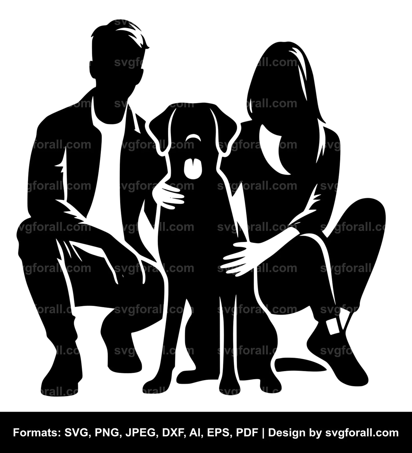 Man And Woman With Dog Cricut SVG