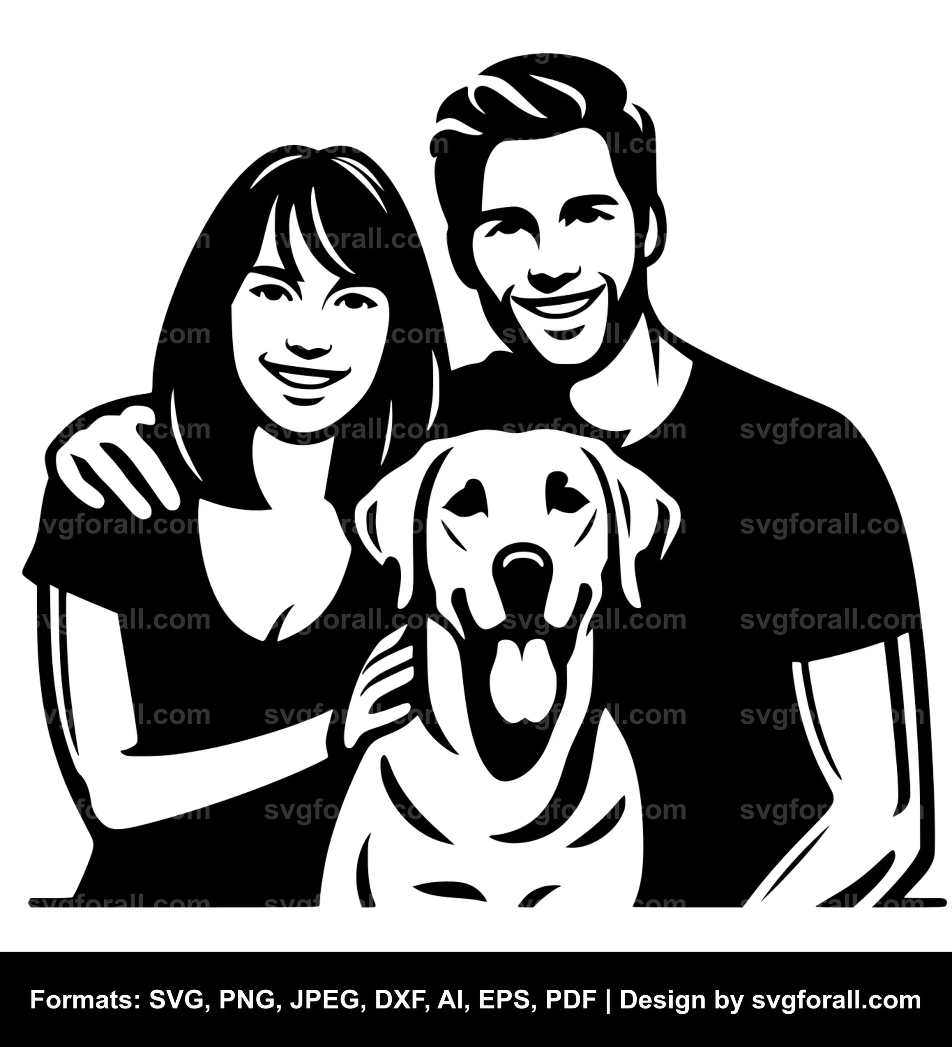 Man And Woman With Dog SVG PNG