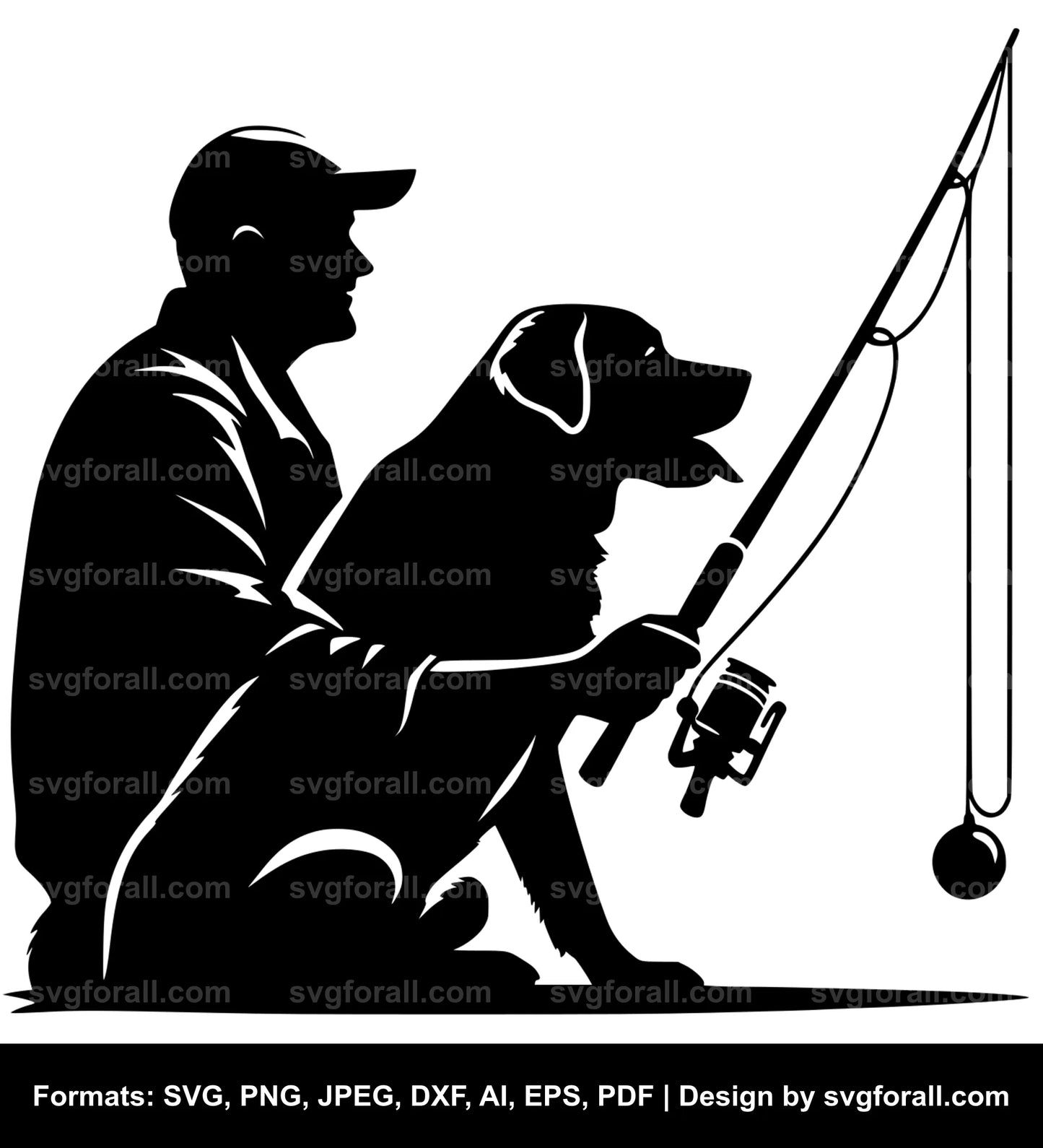 Man Fishing With Dog Cricut SVG