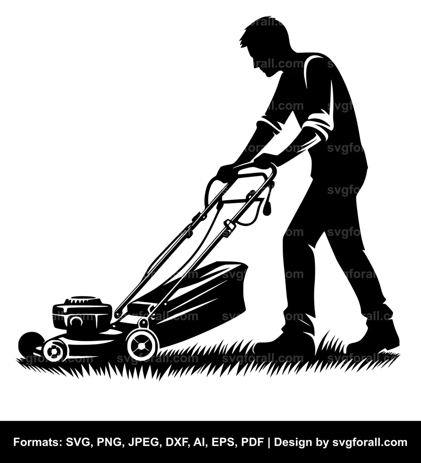 Man Mowing Black SVG