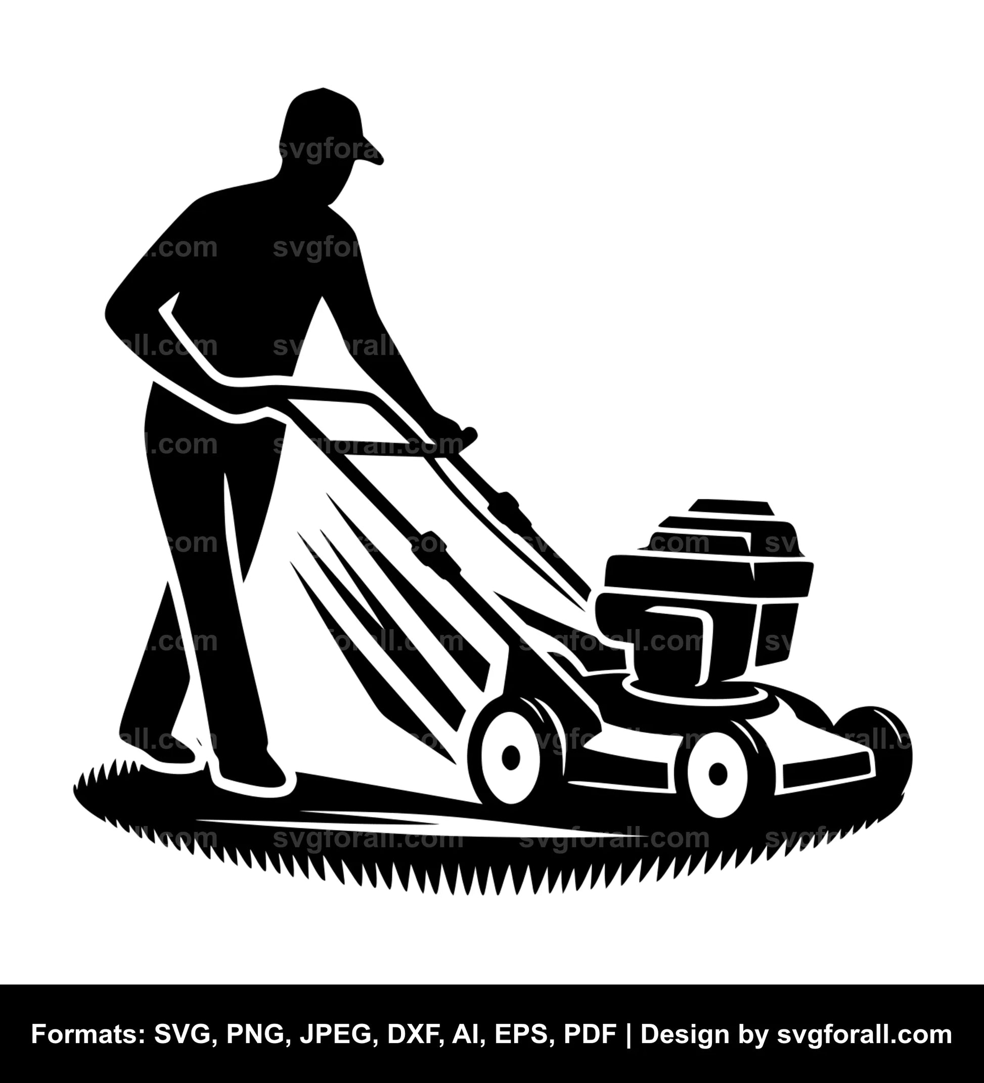 Man Mowing SVG Vector