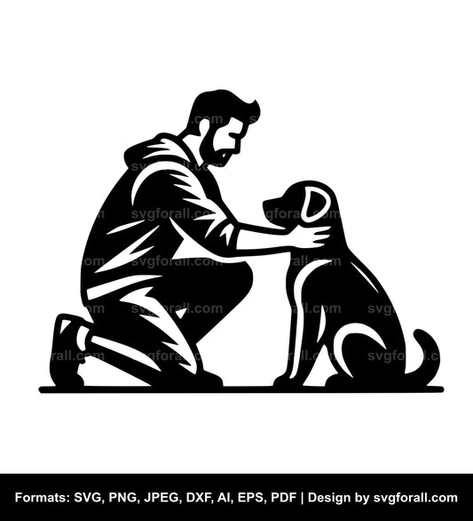 Man Petting Dog Cricut SVG