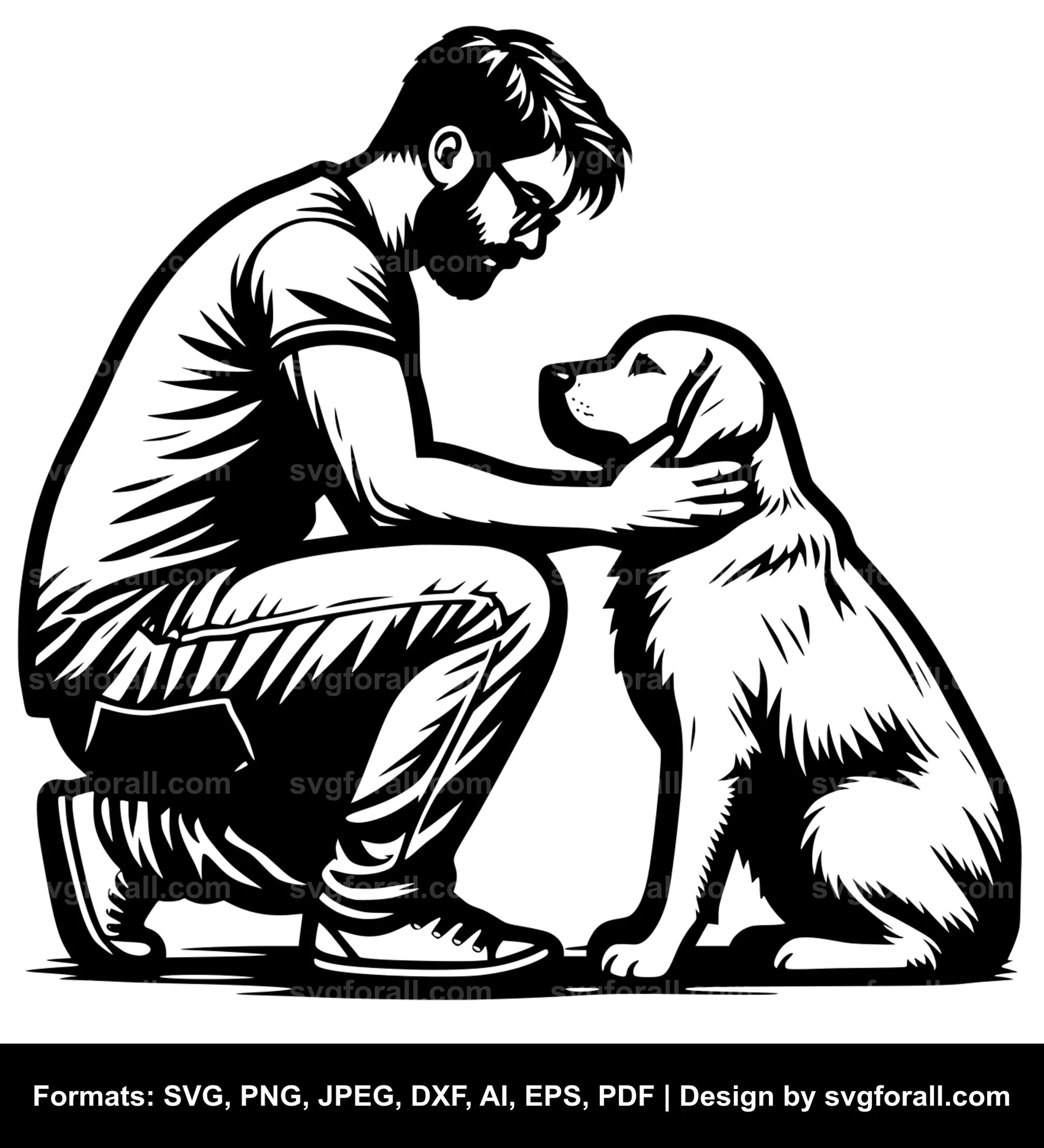 Man Petting Dog SVG Design