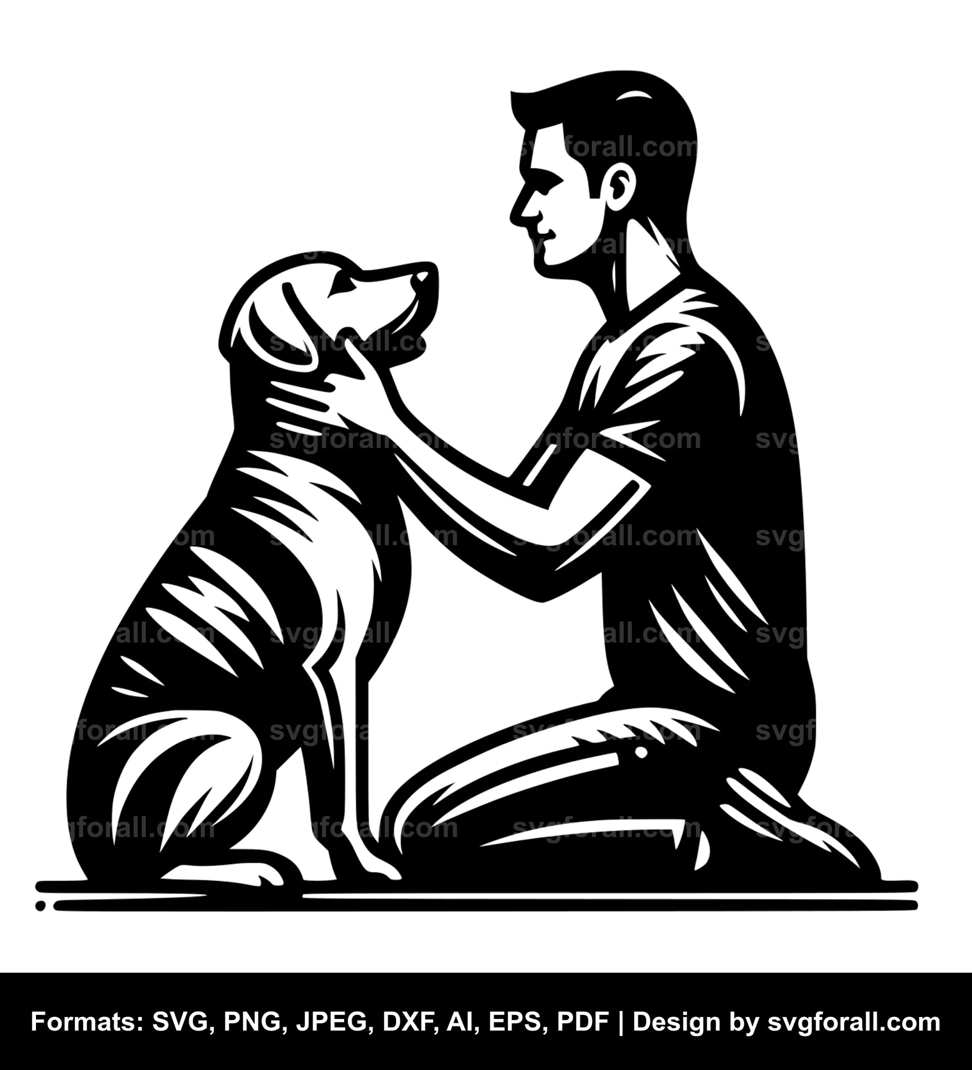 Man Petting Dog SVG PNG