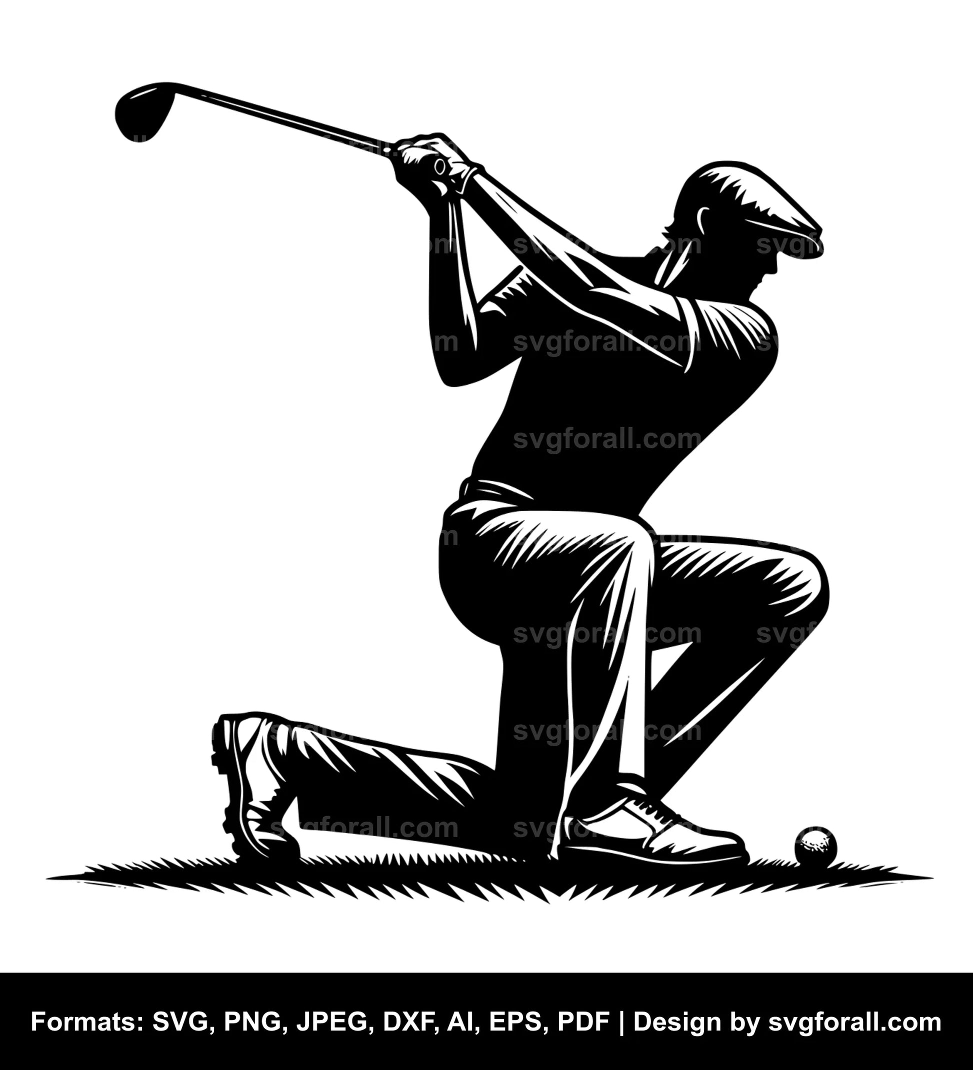 Man Playing Golf SVG Design