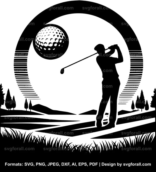 Man Playing Golf SVG File