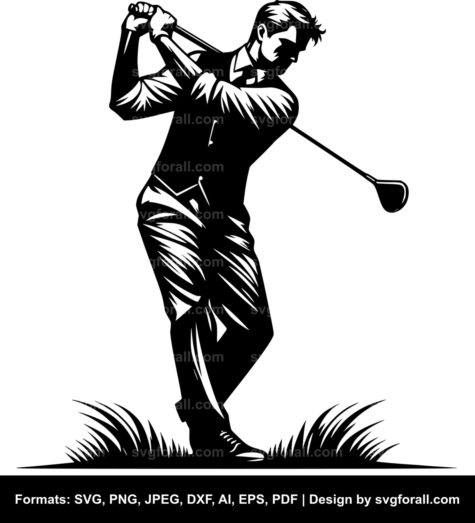 Man Playing Golf SVG PNG