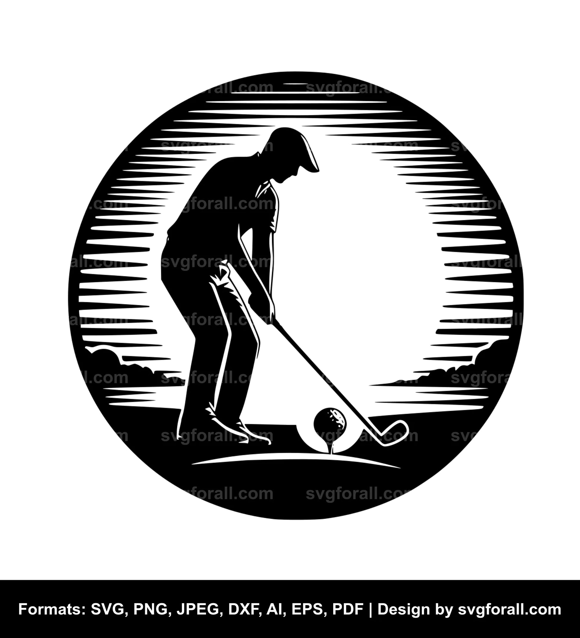 Man Playing Golf SVG Vector