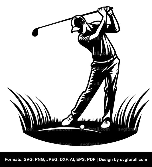 Man Playing Golf Vector SVG