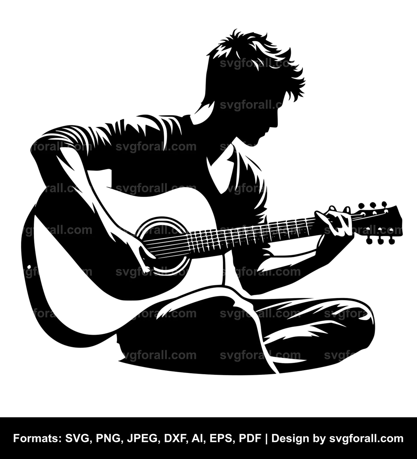 Man Playing Guitar SVG