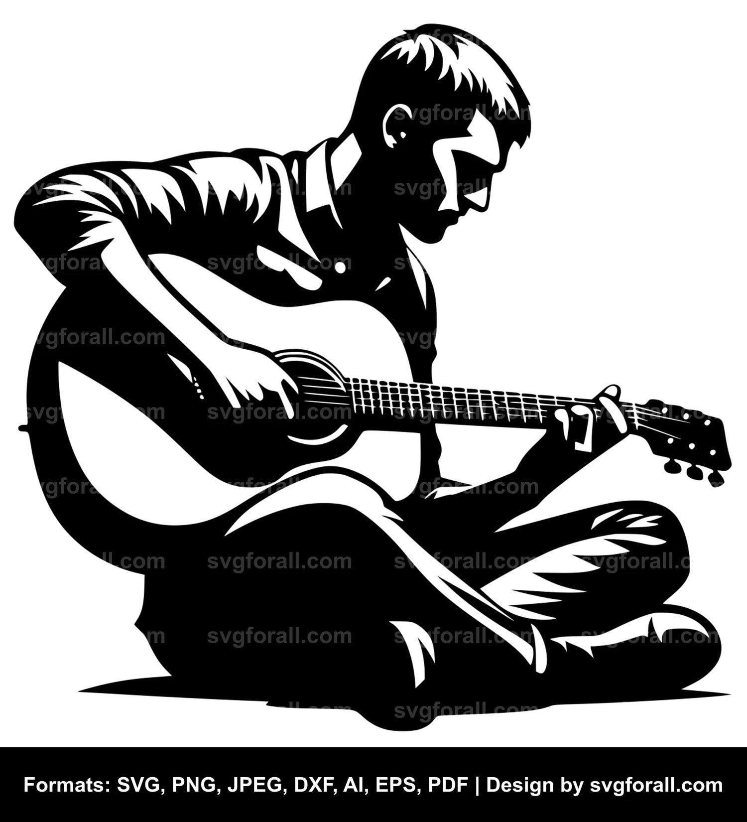 Man Playing Guitar SVG Design