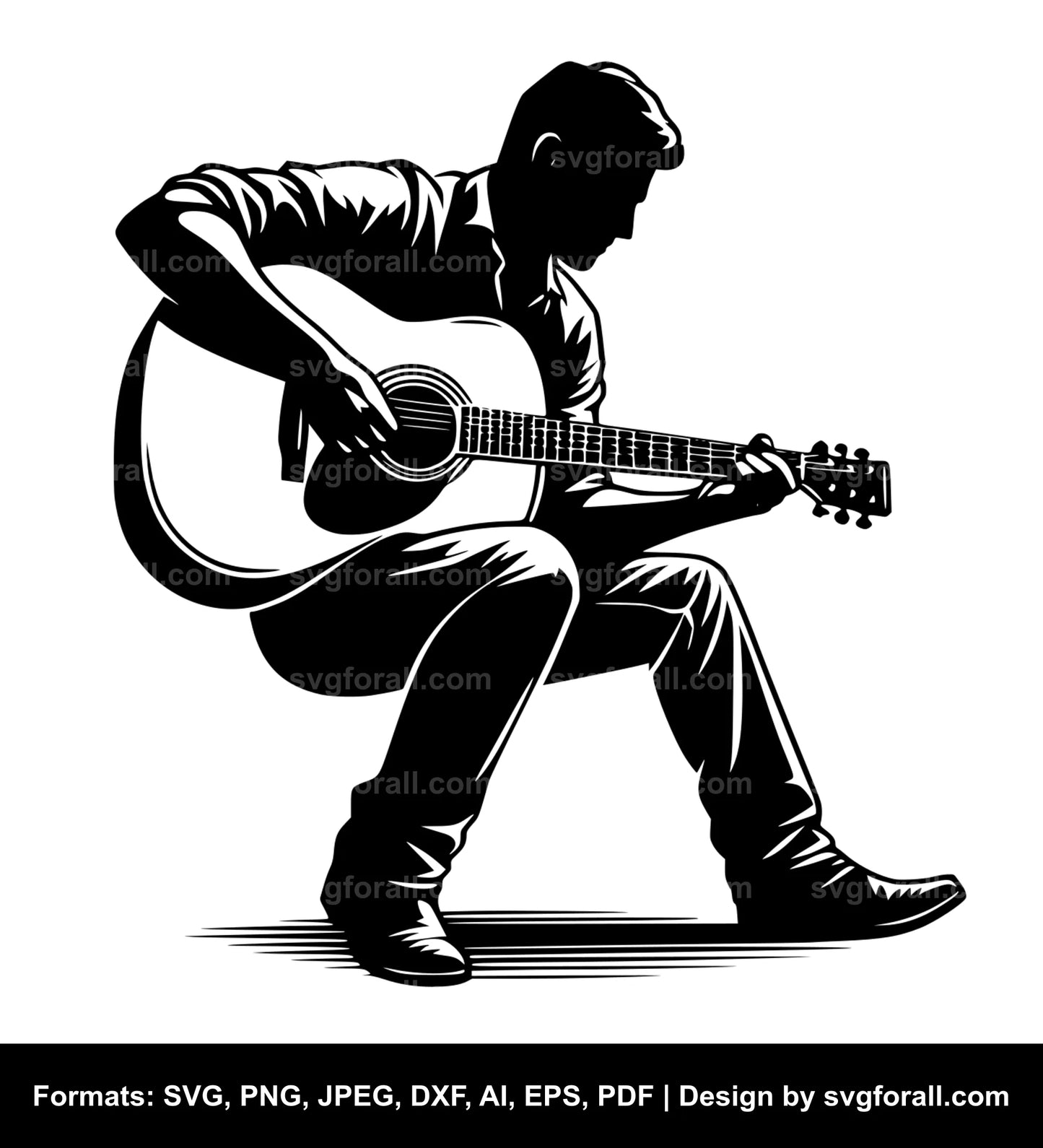 Man Playing Guitar SVG PNG