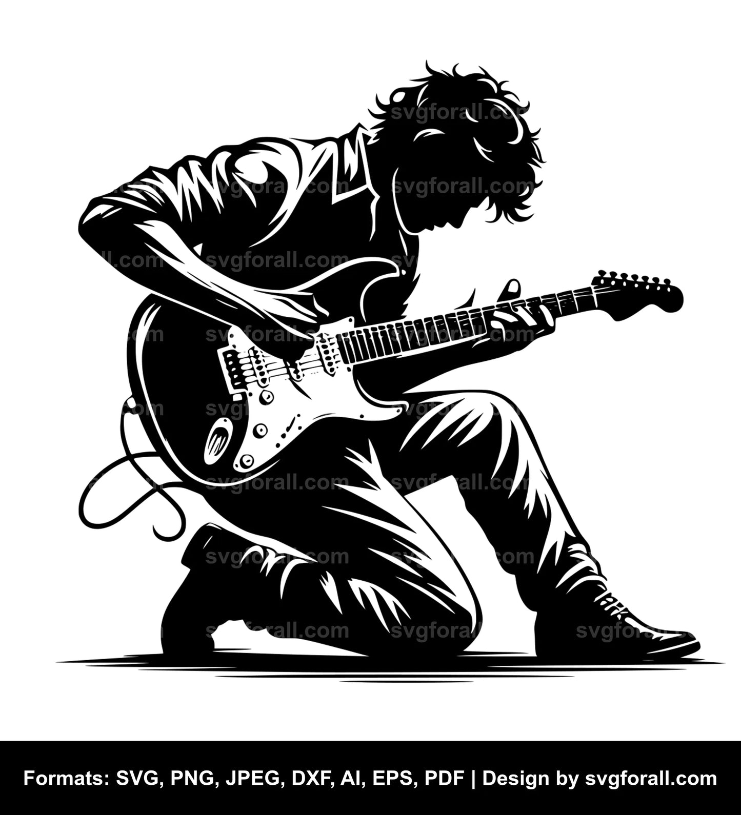 Man Playing Guitar SVG Vector