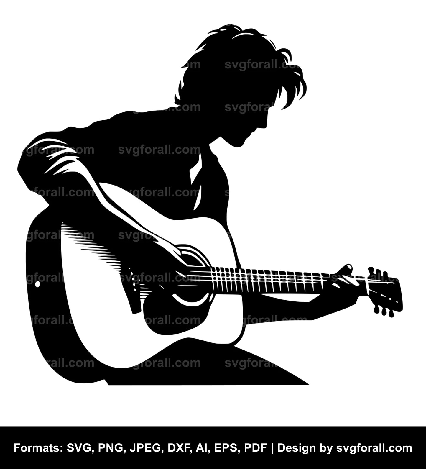 Man Playing Guitar Vector SVG