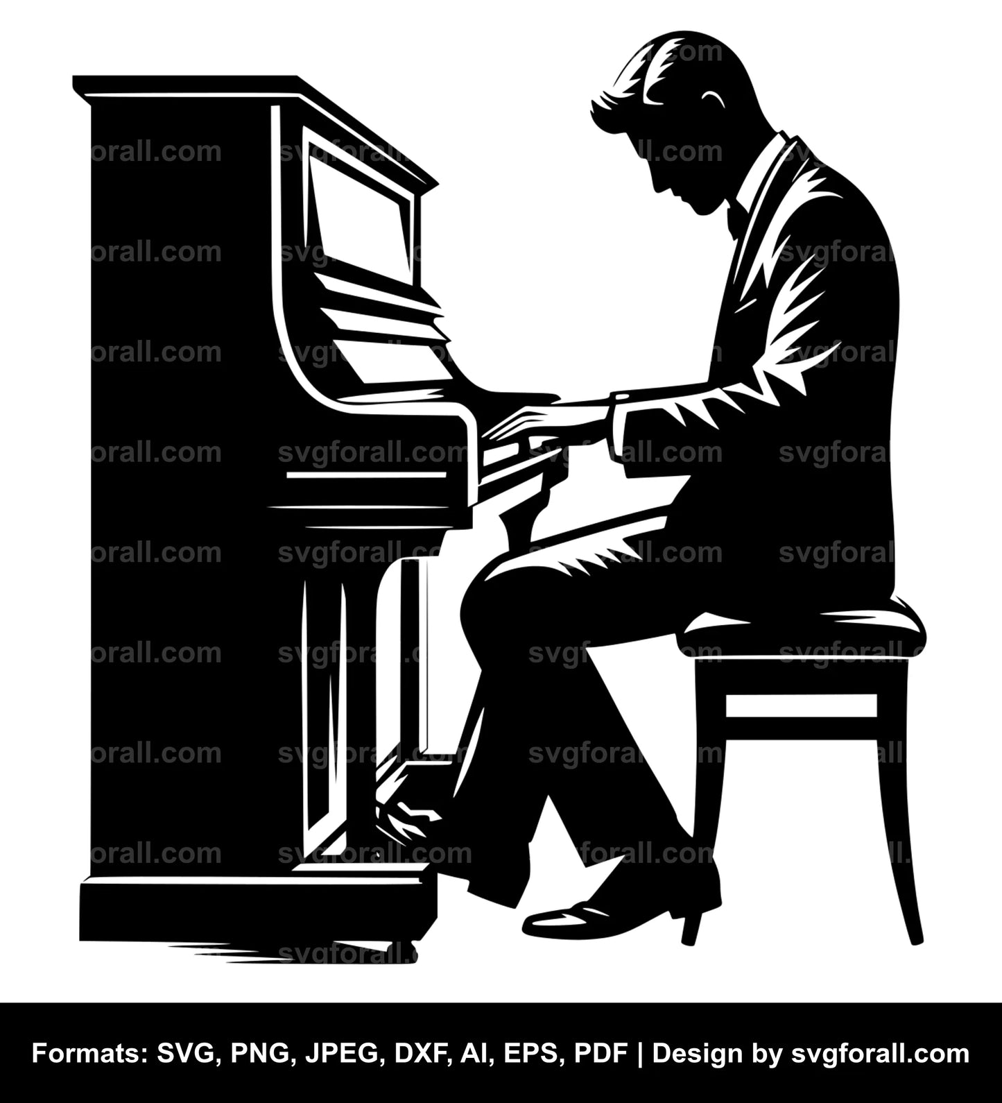 Man Playing Piano SVG