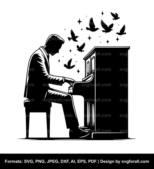 Man Playing Piano SVG Design