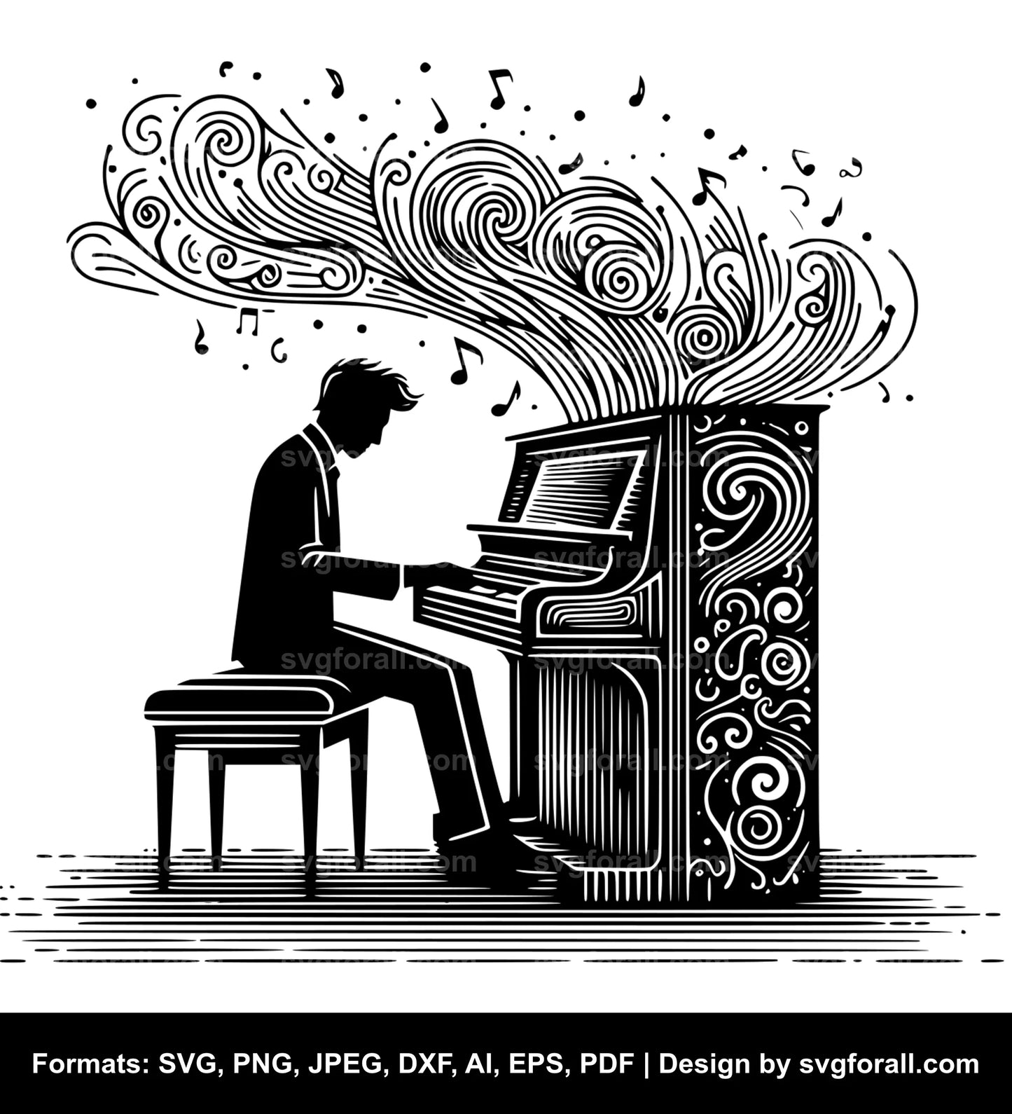 Man Playing Piano SVG File