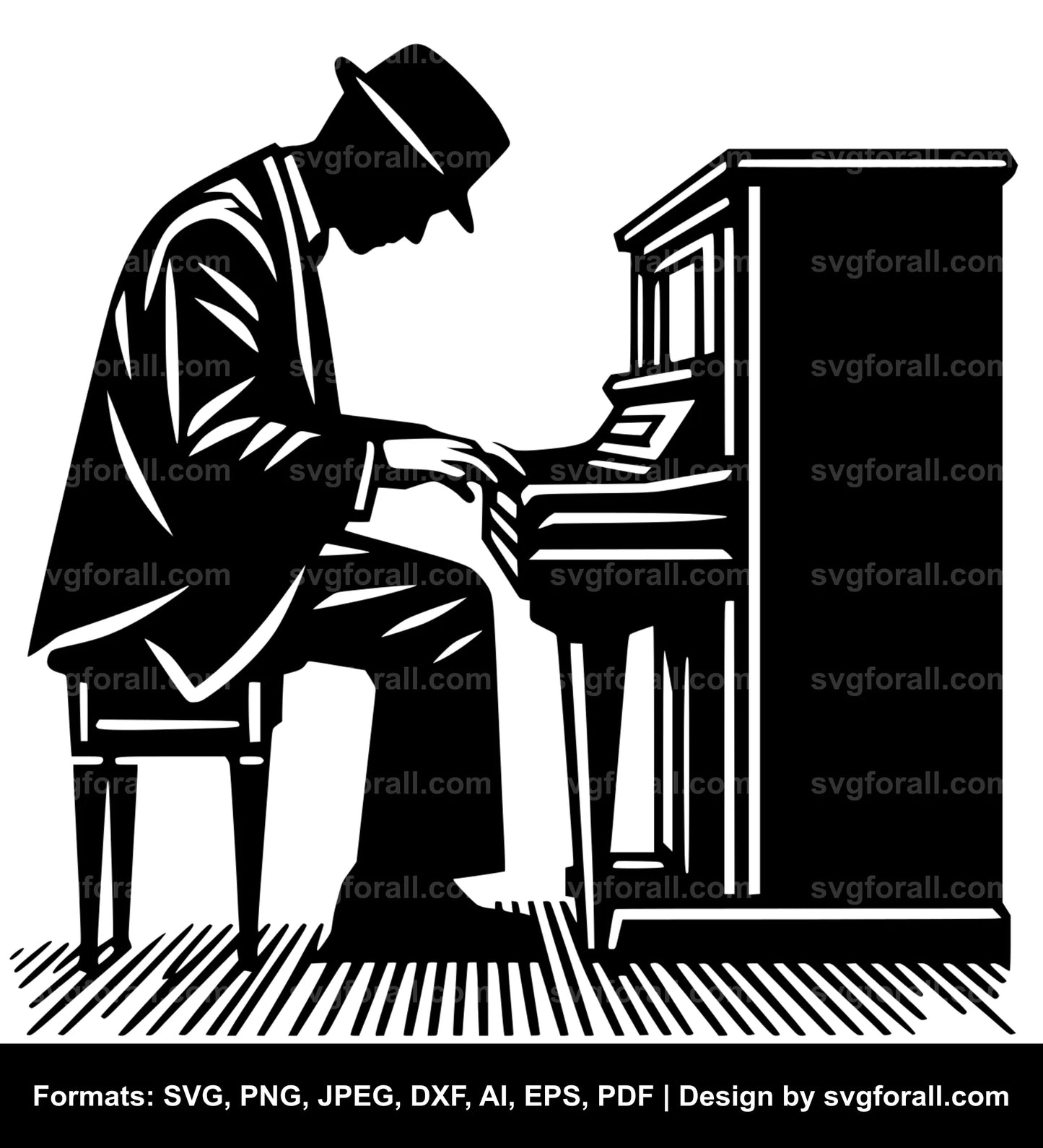 Man Playing Piano SVG PNG