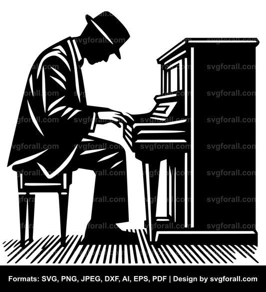 Man Playing Piano SVG PNG