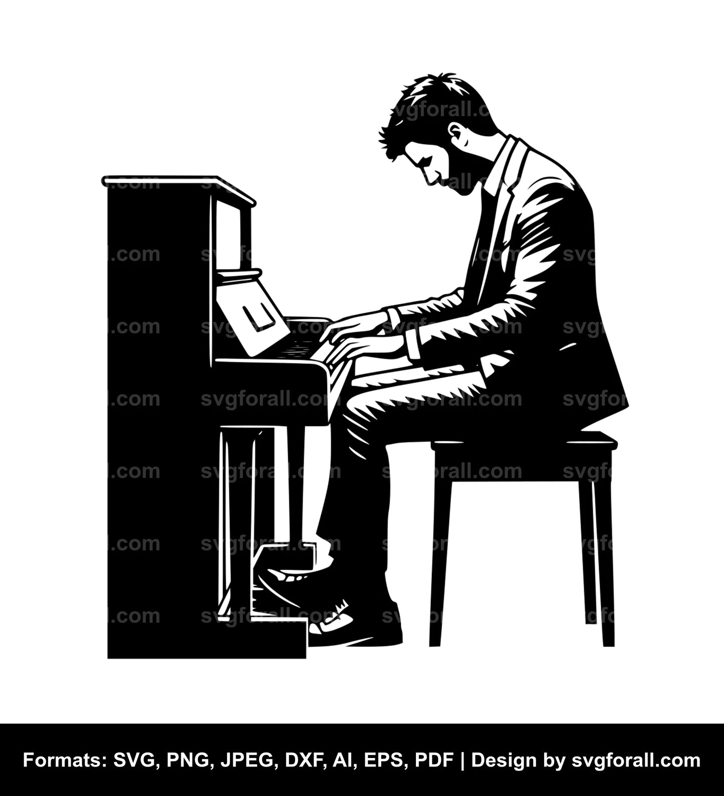 Man Playing Piano SVG Vector