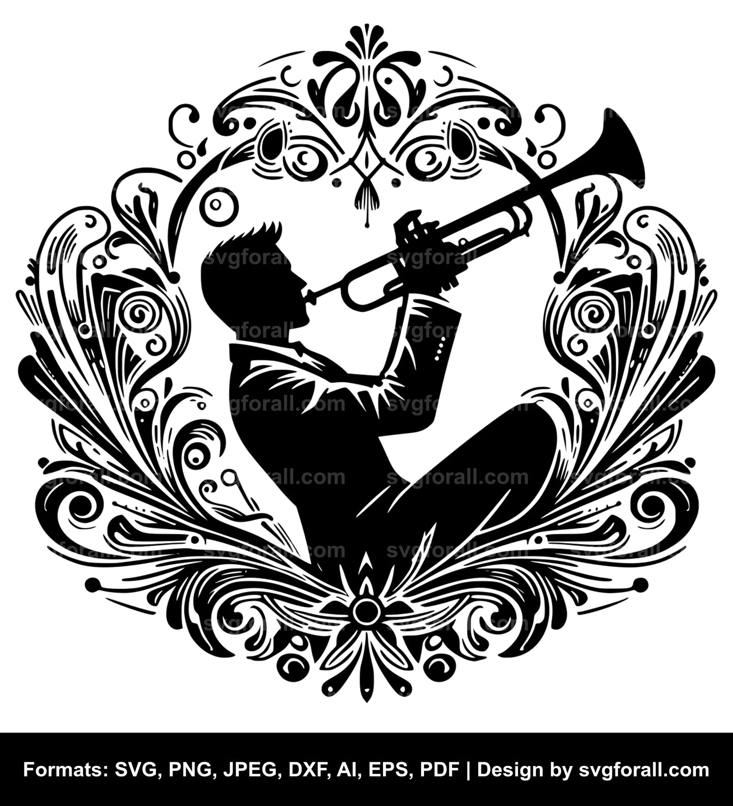 Man Playing Trumpet Black SVG