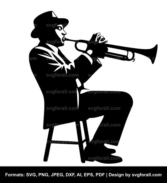 Man Playing Trumpet SVG PNG