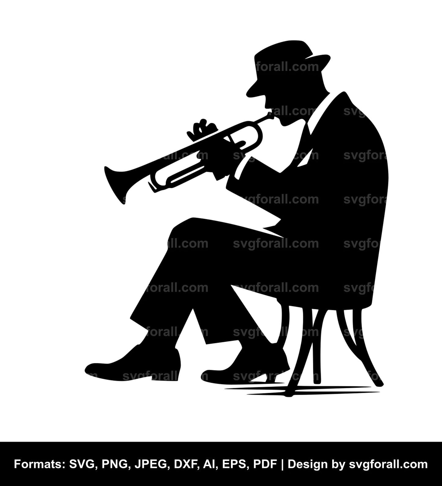 Man Playing Trumpet SVG Vector