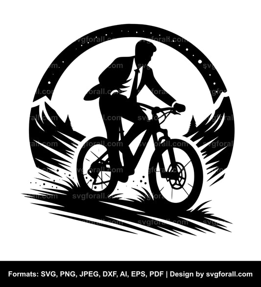 Man Riding Bike SVG Vector