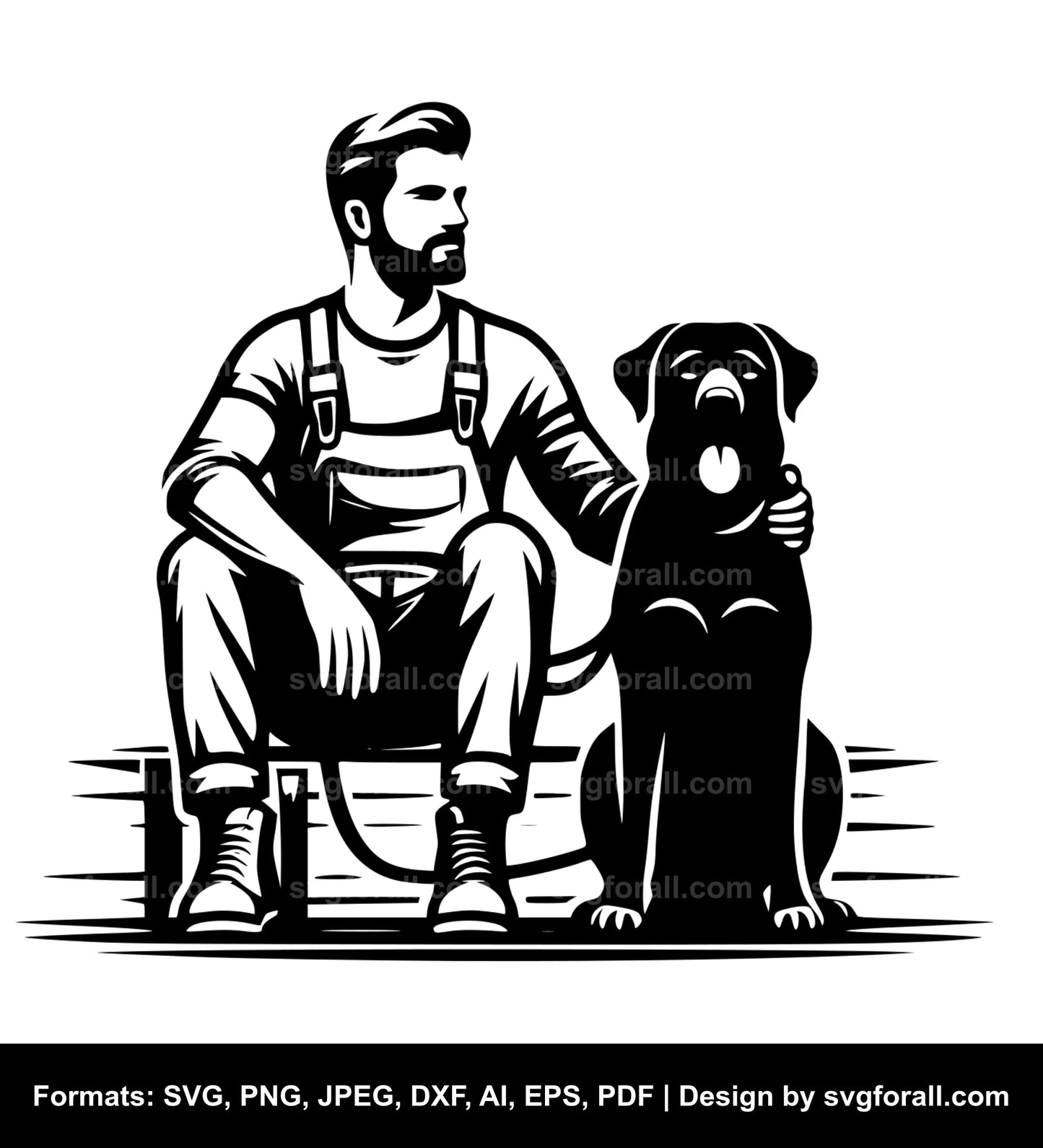 Man Sitting With Dog SVG