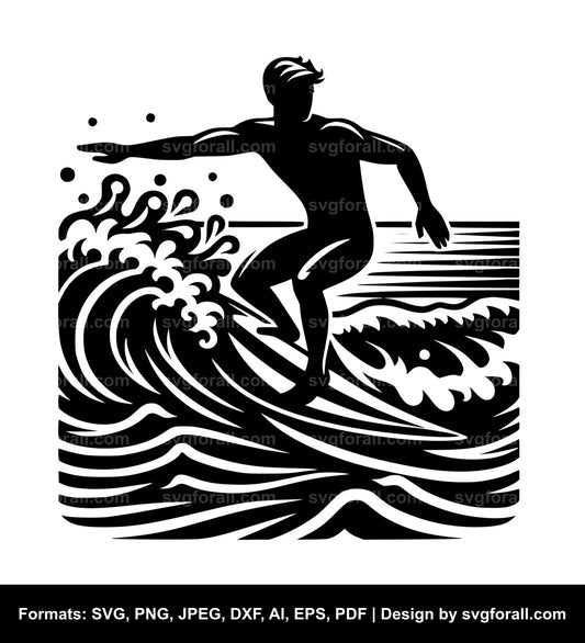 Man Surfing Cricut SVG