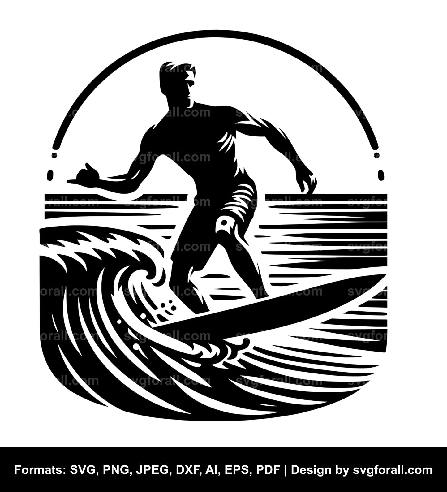 Man Surfing SVG File