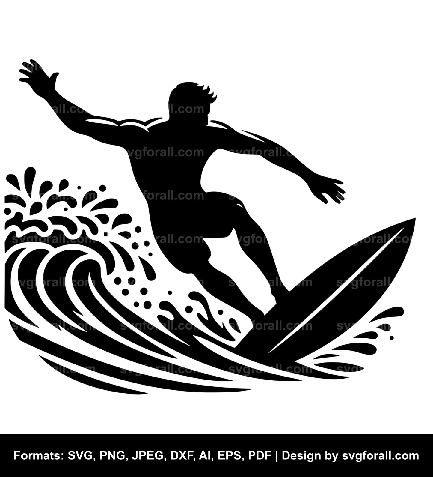 Man Surfing SVG PNG