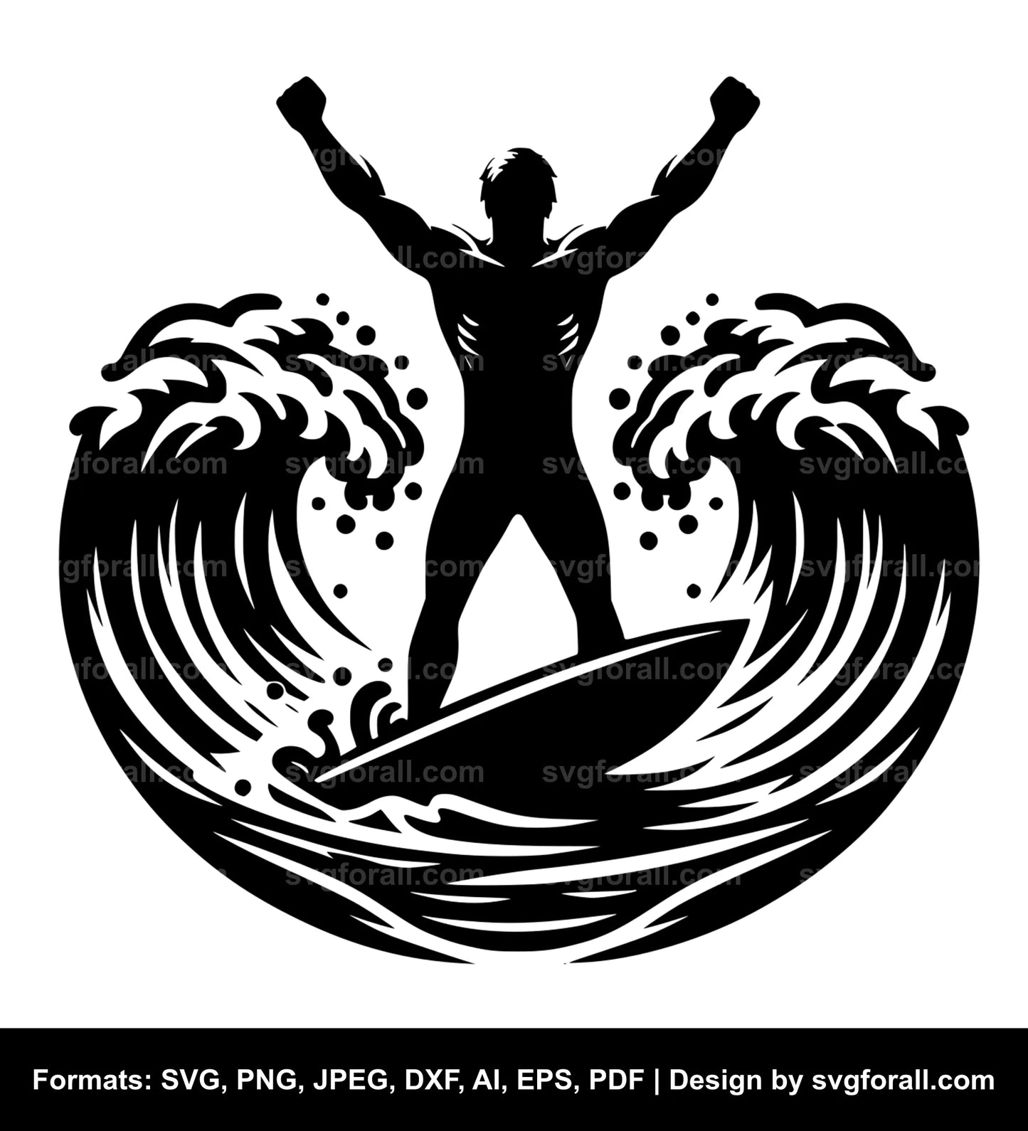 Man Surfing SVG Vector