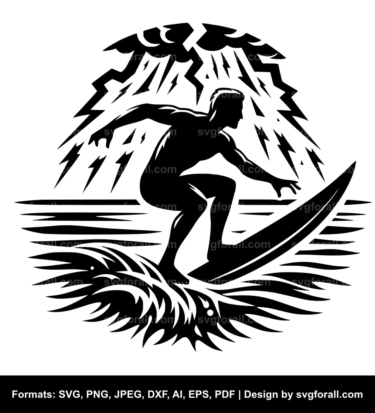 Man Surfing Vector SVG