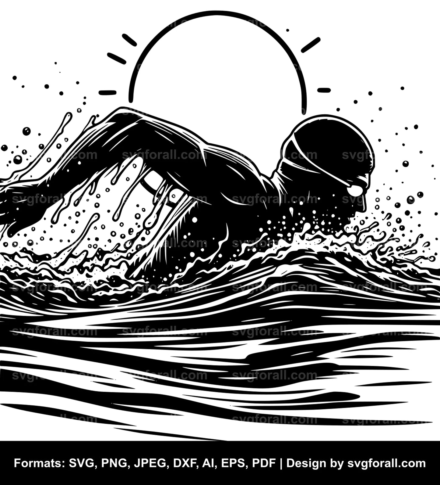 Man Swimming Black SVG