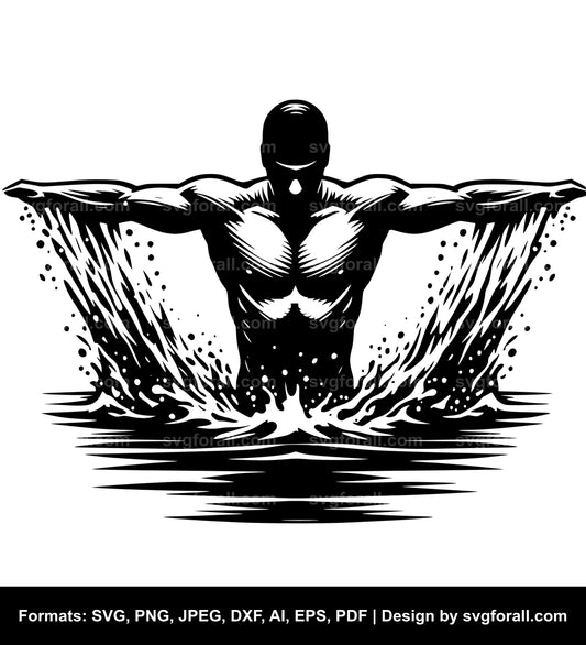 Man Swimming SVG