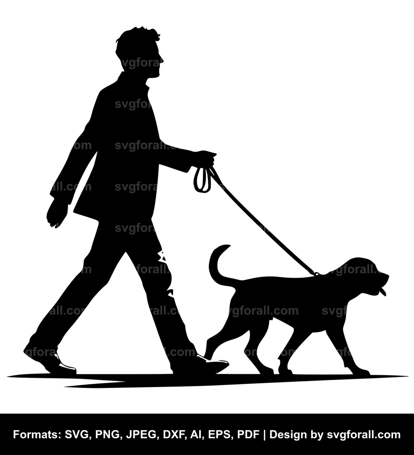 Man Walking Dog Clipart SVG