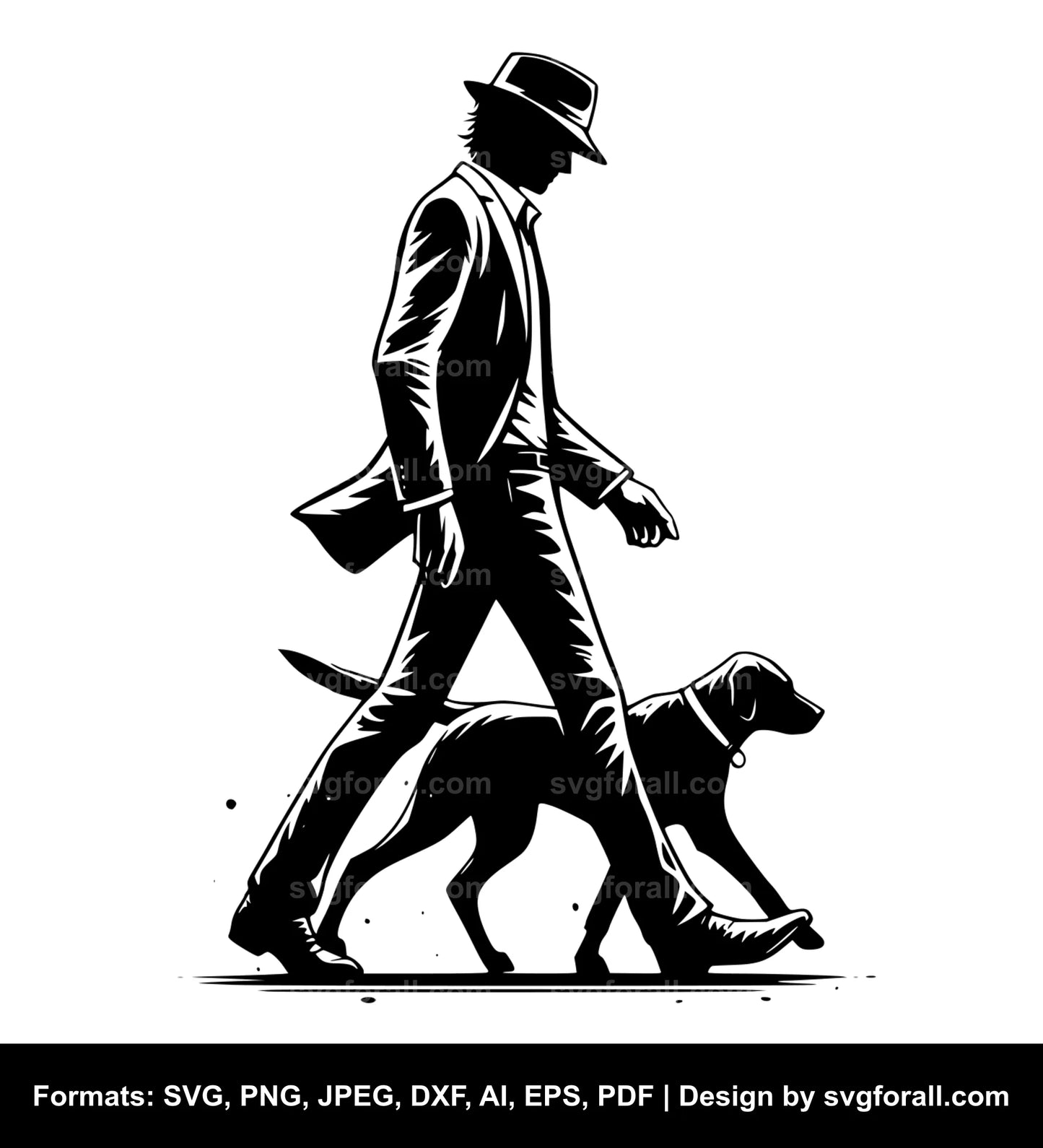 Man Walking Dog SVG