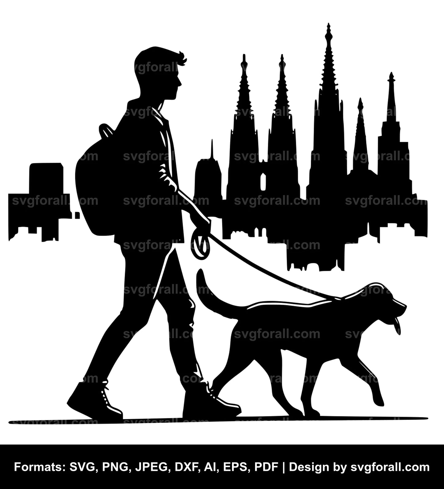 Man Walking Dog SVG Design