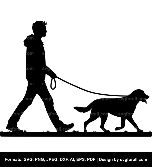 Man Walking Dog SVG File