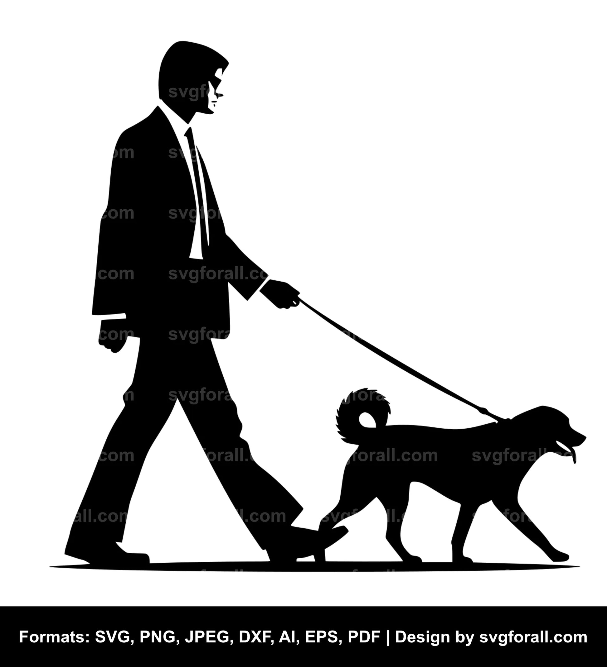 Man Walking Dog SVG PNG