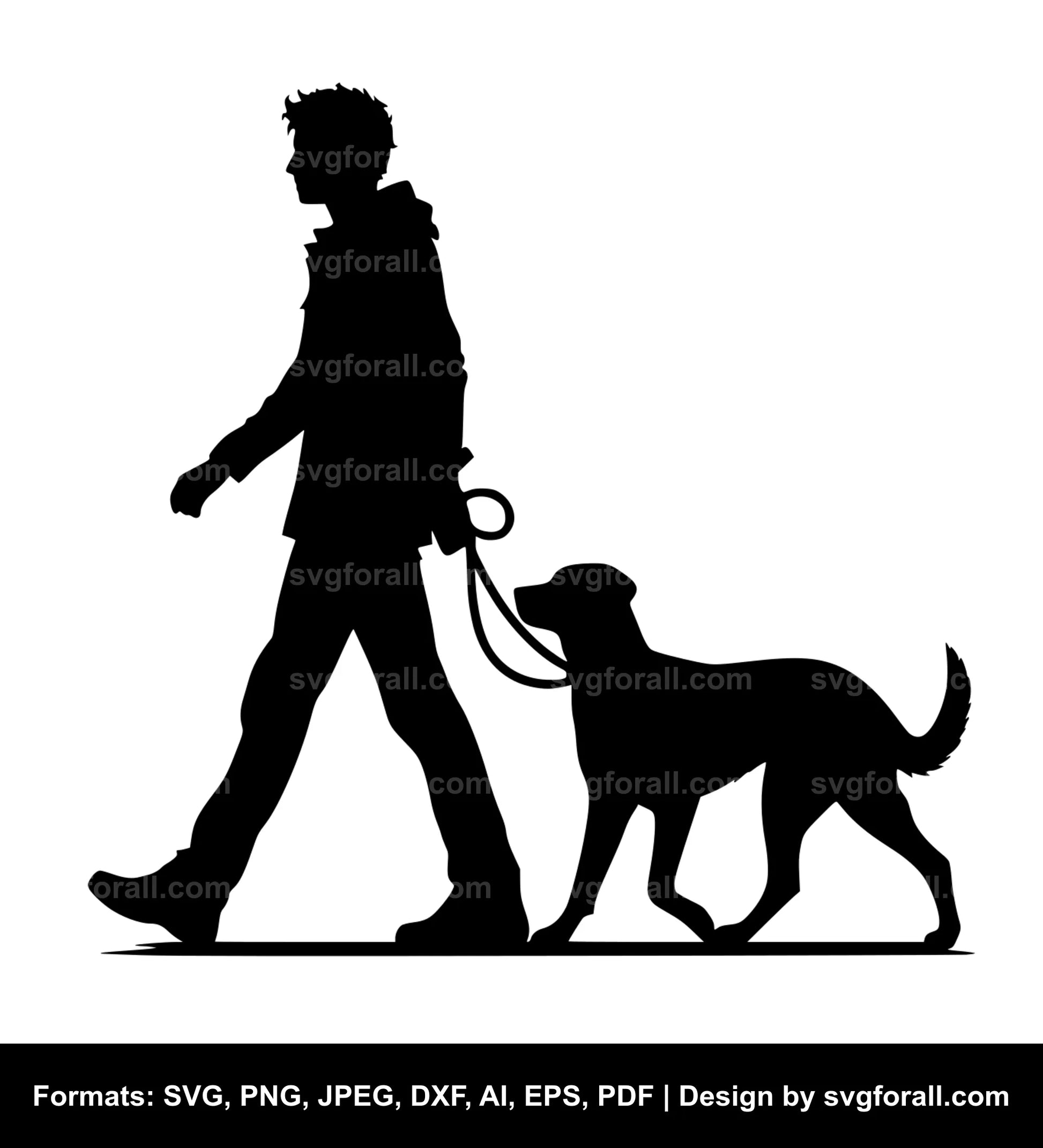 Man Walking Dog SVG Vector